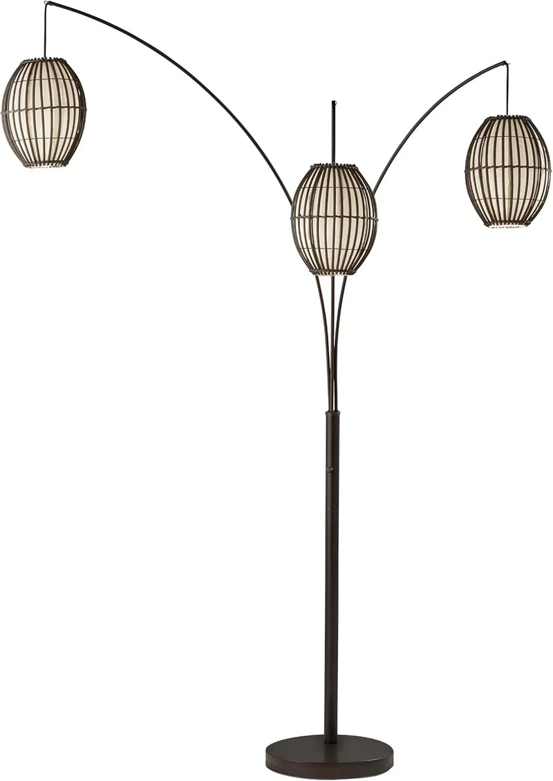 Floor lamp, equipped with three movable lampshades and an adjustable height design - perfect for decorating bedrooms, living rooms and corners, with a bronze color finish. V0218