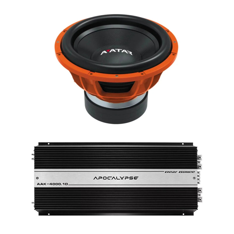 Deaf Bonce Car Audio 15" 2Ohm Avatar Subwoofer STU-1546-D2&Monoblock Amp Package New F3462