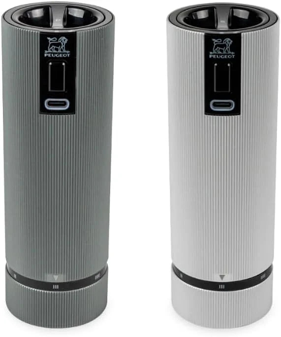 Double-flavor spice grinder Salt grinder - Electric rechargeable series u'Select 15 cm - Pepper grains Salt gem set - 6 preset flour settings R6446