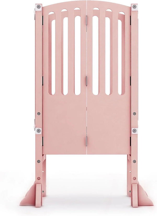 Infant Tower Stool - Modern Style - White: A foldable and height-adjustable Montessori wooden learning furniture with a fixed device V1748