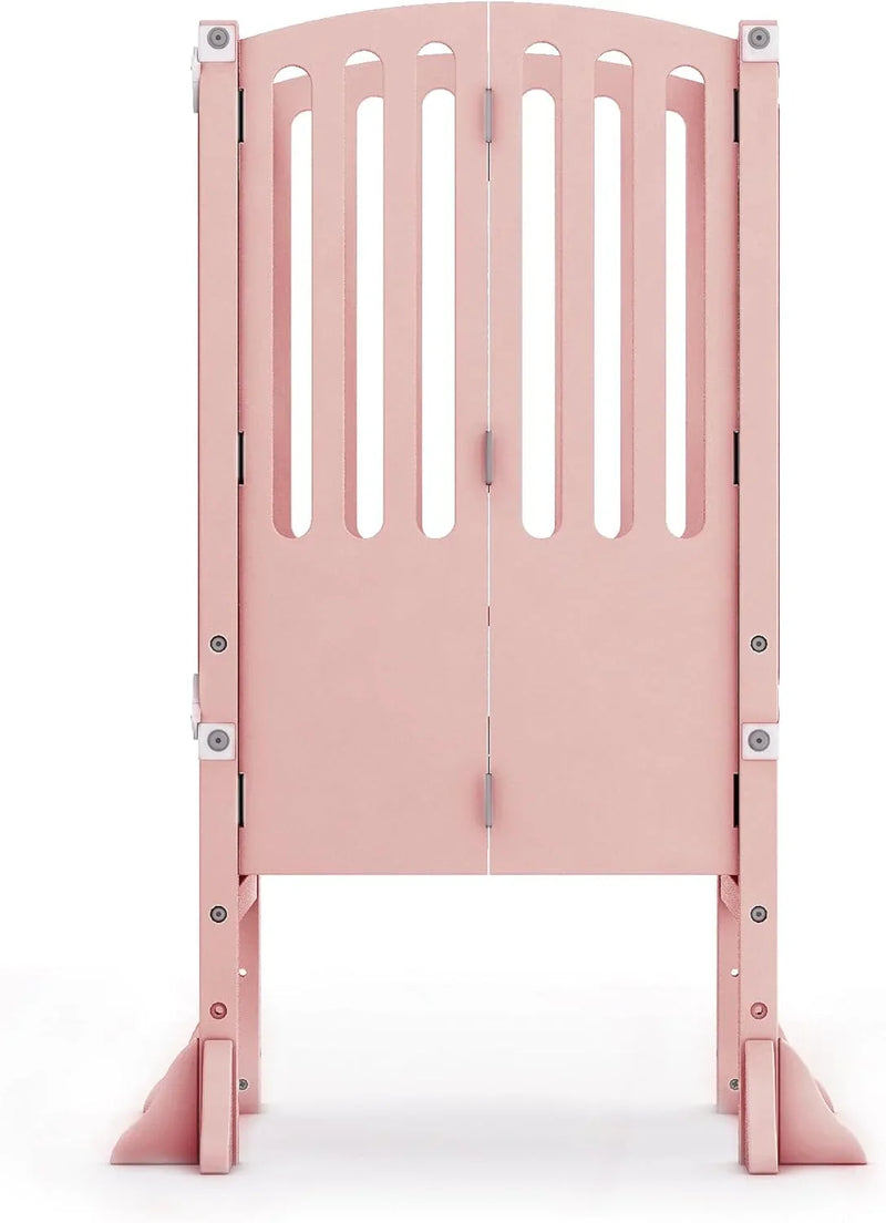 Infant Tower Stool - Modern Style - White: A foldable and height-adjustable Montessori wooden learning furniture with a fixed device V1748