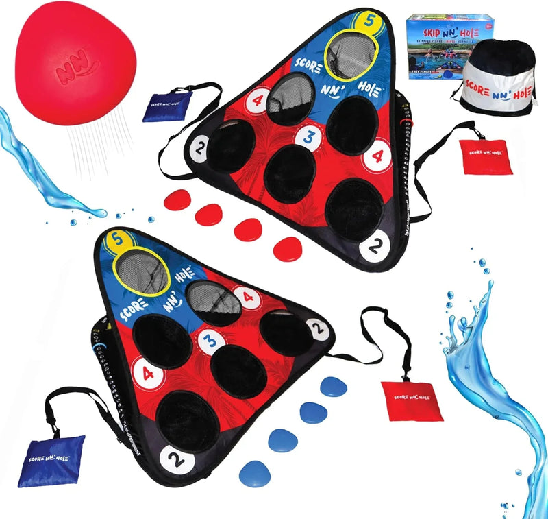 Fun Pool Game for Adults and Family | Stonne Skipping Meets Swimming Pool Cornhole Game Floating | Fun For All Ages, Easy Setup, Well Made | Portable Water and Lake Toy | W1771