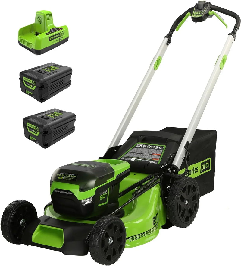 60V 21” Cordless (Self-Propelled) Lawn Mower, 2 x 4.0Ah Batteries and Dual Port Rapid Charger G0565
