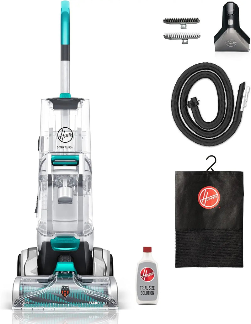 Hoover SmartWash Automatic Carpet Cleaner Machine, for Carpet and Upholstery, Deep Cleaning Carpet Shampooer, Carpet Deodorizer and Pet Stain Remover FH52000, Turquoise B4279