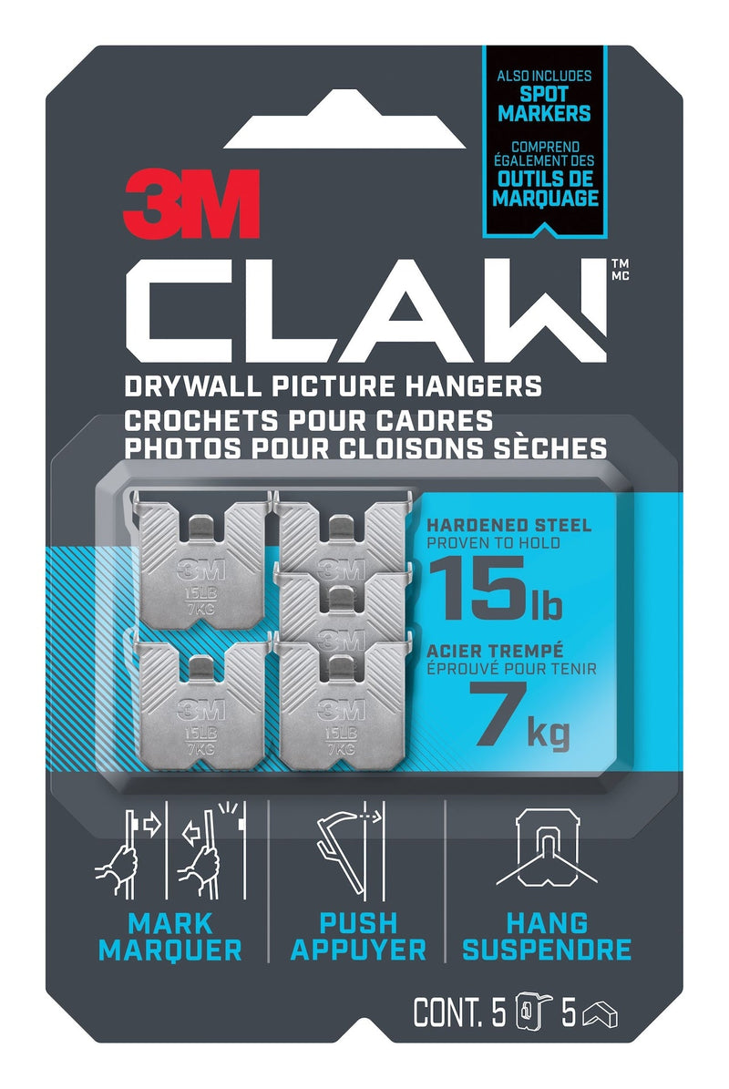 Claw DrywAll Picture Hanger, 15-lb Capacity, 5 Hangers per Pack I7726
