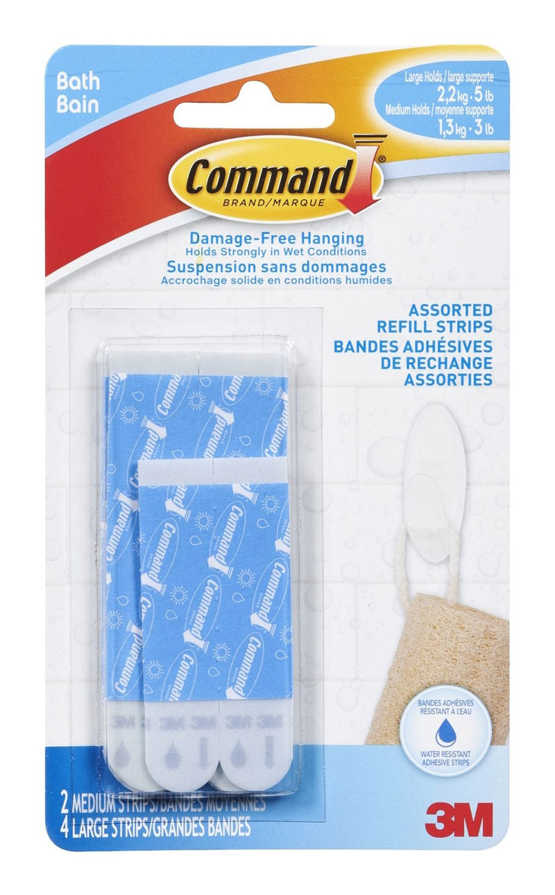 Command Bathroom Refill Strips, Assorted Sizes T1107