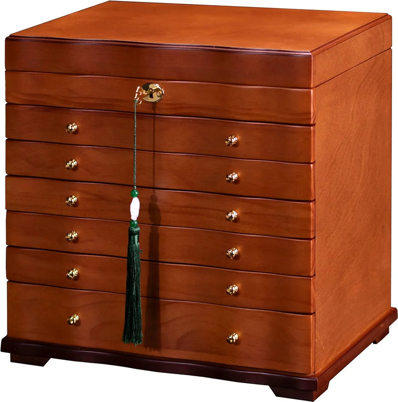 Wooden Jewelry Box,jewelry boxes for women large jewlrey box&organizers with necklace hanger,jewerly organizer,jewelry holder organizer,9-layer large capacity jewelry storage box D4221