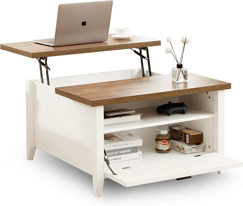 Retro-style high-back coffee table in white B8452