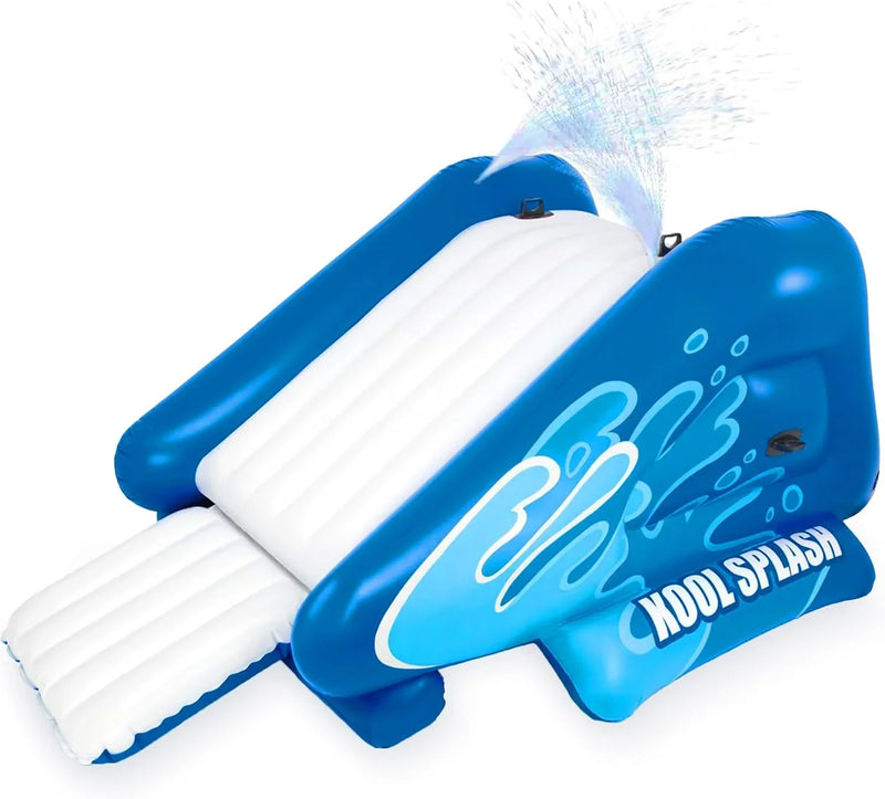 Kool Splash Inflatable Water Slide Swimming Pool Play Center with Built in Sprayers for Kids and Adults, Ages 6 and Up, Blue E2070