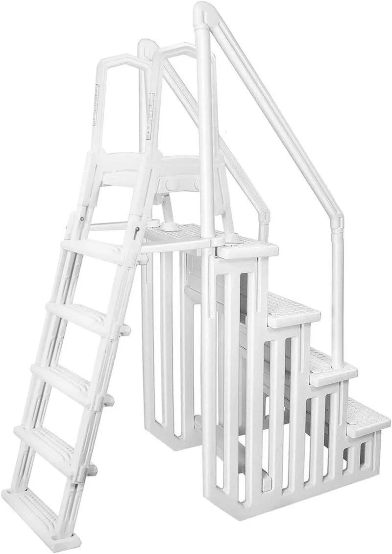 Deluxe Above-Ground Pool Ladder A-Frame Swimming Non-Sliip Step Ladder, White D6032