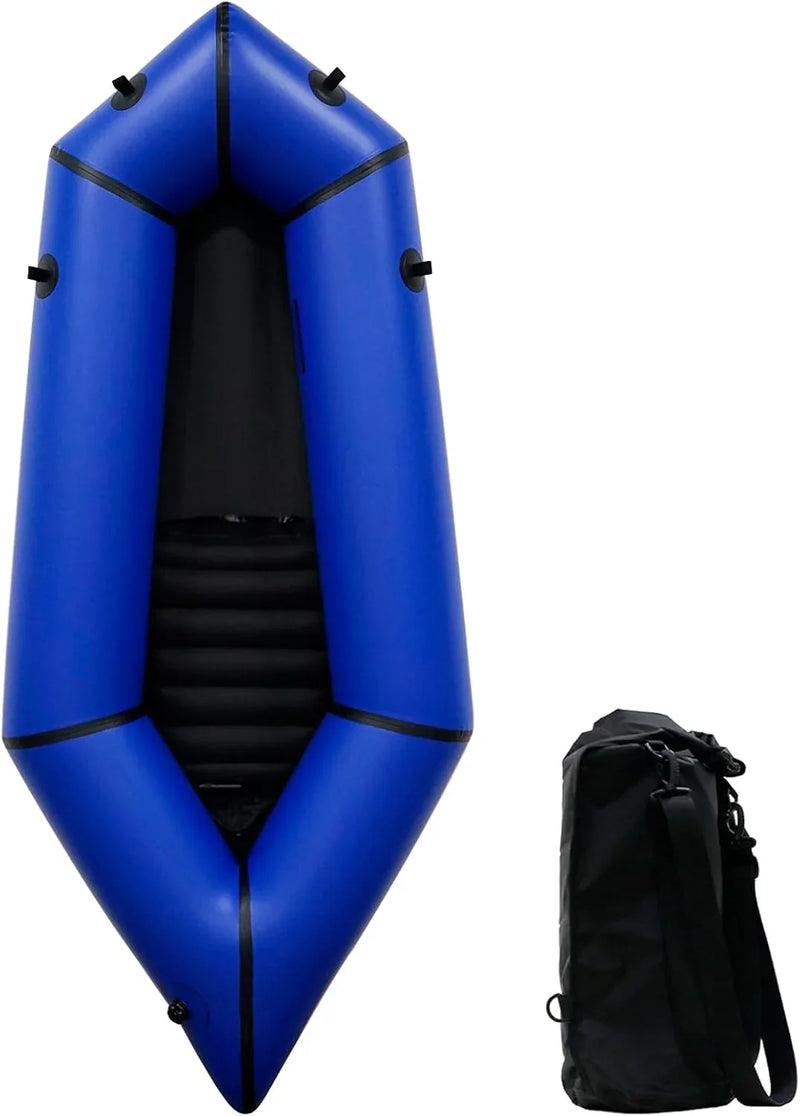 Lightweight Packrafts, TPU Inflatable Kayak for Flat Water Rafting Camping Trip/Fishing/Water Adventures 1 Person/2 Person Packraft, 330lb/660lb Weight Capacity T0111