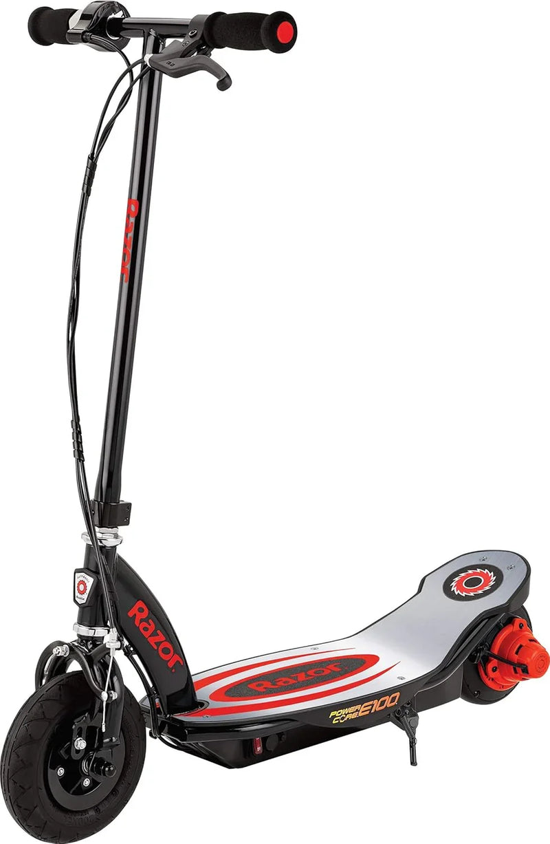 An electric scooter suitable for children over 8 years old - 100-watt hub motor, 8-inch inflatable tires, maximum speed of 11 miles per hour, maximum running time of up to 60 minutes, suitable for users weighing no more than 120 pounds. E9052