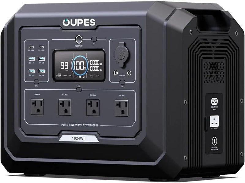 1 Portable Power Station 2000W (4500W Peak), 1024Wh LiFePO4 Battery Generator with 1400W AC Charging & 800W Solar Charging, Expandable to 5120Wh, for Home, Power Outages, Camping & RVs C8484