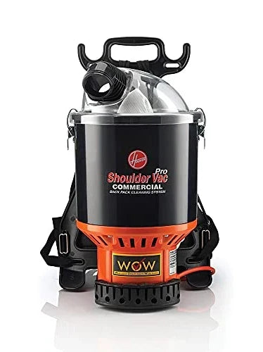 Hoover Commercial Shoulder Vac Pro Backpack Bagged Vacuum Cleaner, with HEPA Media Filter, Lightweight with Extra Long Cord, Chiropractic Design, for Carpet and Hard Floors, C2401, Black Q1164