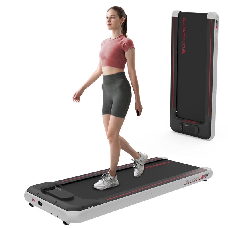 Citysports Treadmill Portable Walking Pad, Adjustable Speed with APP, LCD Screen Calorie Counter, Ultra Thin and Silent (Black White) H2314