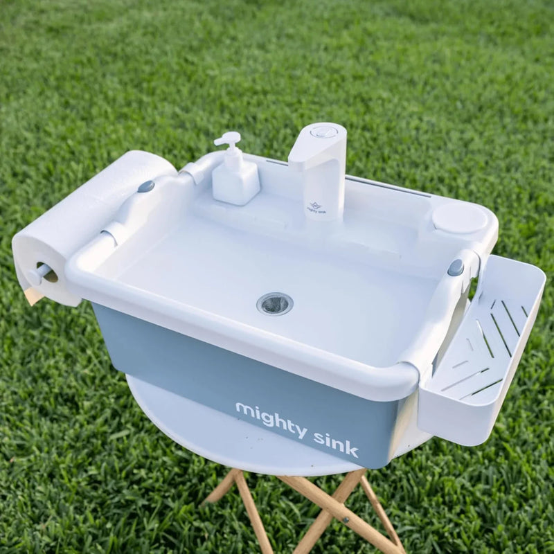 Mighty Sink Portable Sink: Patented Wash Station with Electronic Faucet | 2 Gallons | Easy Setup | Indoor & Outdoor Use | Ideal for Dishwashing, Camping Hygiene, Gardening, Pottery & More L4681