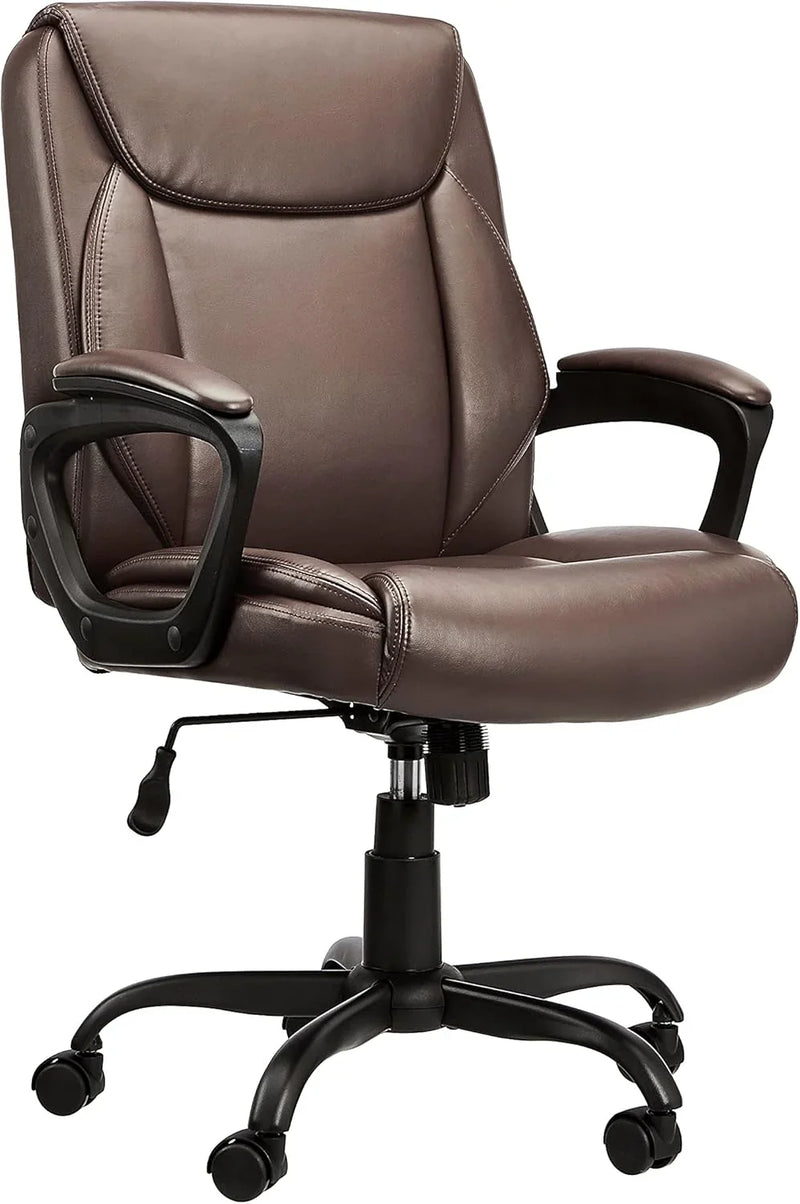 Classic PU surface, back-adjustable height office computer desk and chair, with armrests, size: 26 inches wide x 23.75 inches long x 42 inches high, black version C4280