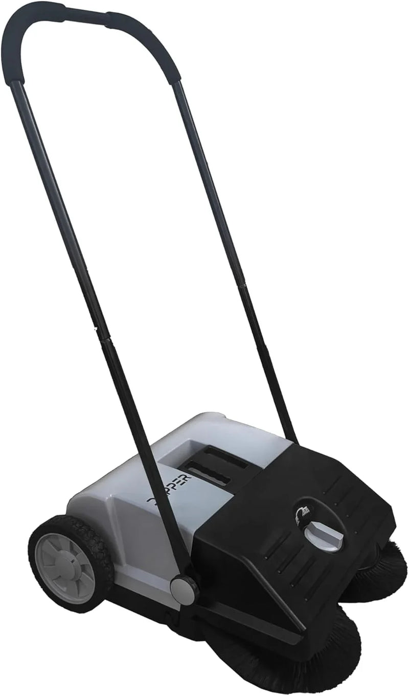 Walk-Behind Outdoor Hand Push Floor Sweeper - 5.25 Gallon Capacity - 25.5" Sweeping Width - Sweeps up to 27,900 ft² / Hour, Grey L9424