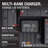 Three sets of batteries, 30-ampere built-in battery charger - Each set consists of 10-ampere, 12-volt waterproof marine charger, featuring overcharge protection and temperature compensation functions - Suitable for lead-acid batteries and lithium bat