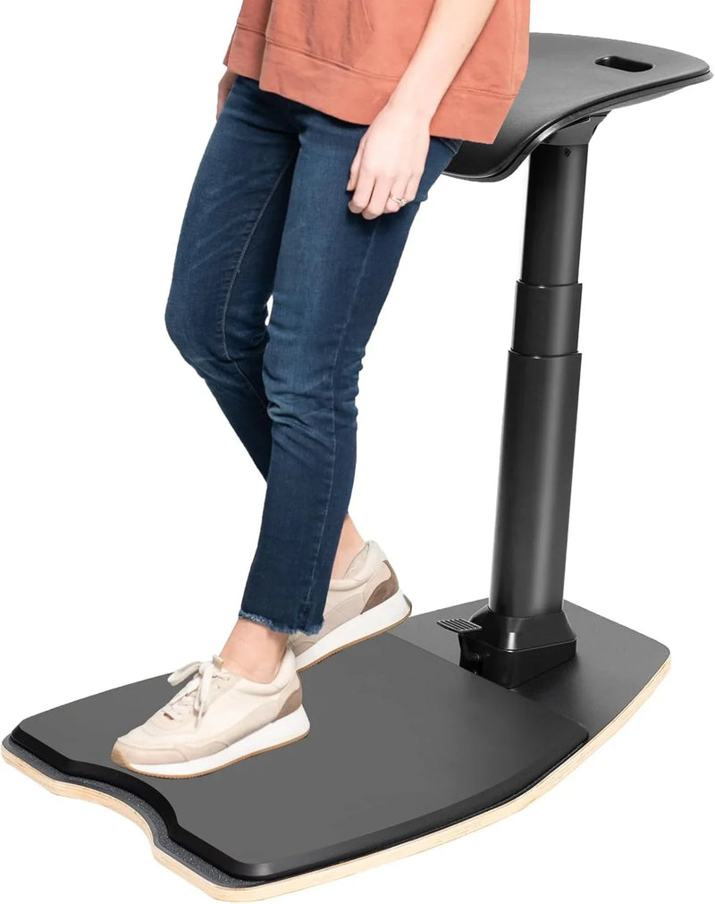 Ergonomic inclined standing desk with chair, portable height-adjustable anti-fatigue cushion, suitable for home and office, black H7896