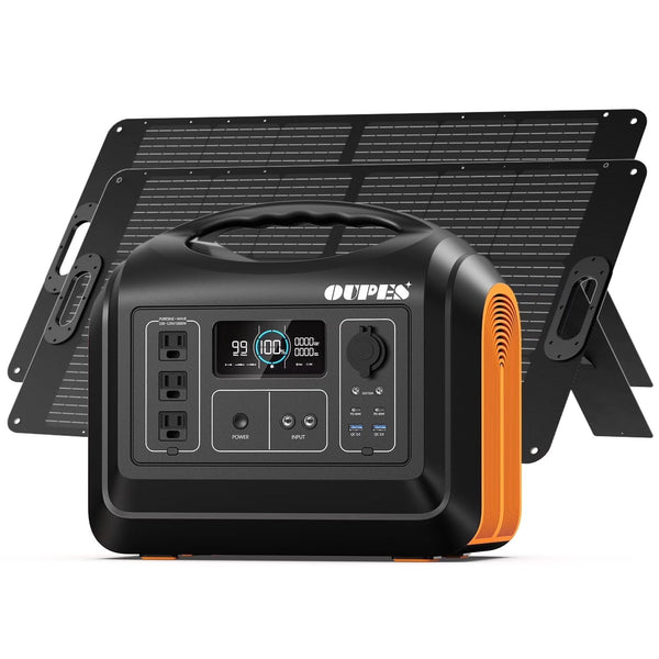 OUPES 1800W 1488Wh Portable Power Station with 2x100W Solar Panel,Solar Generator for Outdoor Camping,Home Backup,Emergency,RV F8065