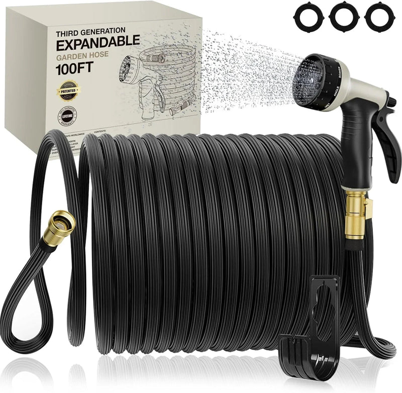 Expandable Garden Hose 100ft - New Patented Water Hose with 40 Layers of Innovative Nano Rubber E4364