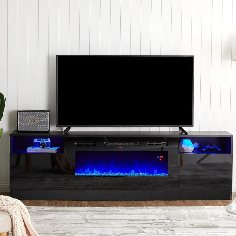 Fireplace TV Stand with 36" Electric Fireplace, LED Light Entertainment Center L8411