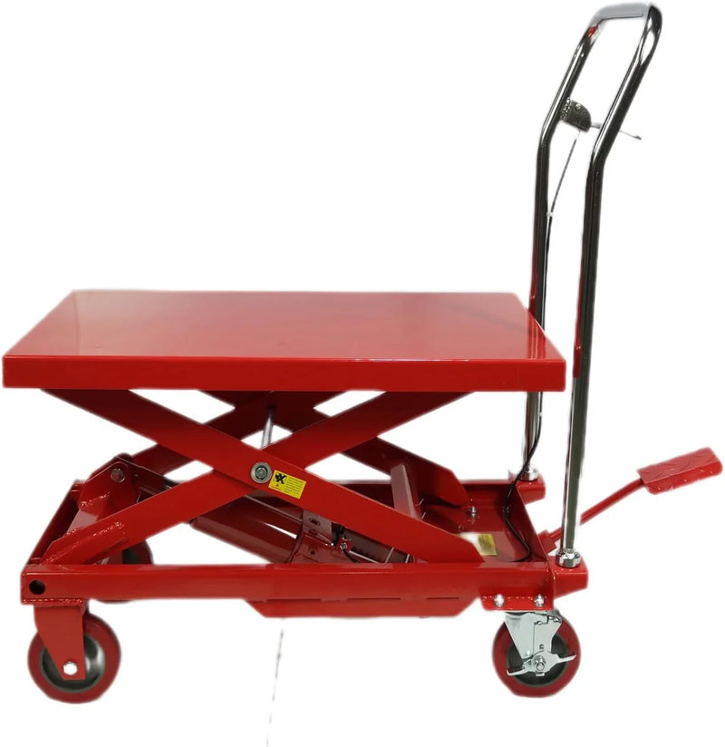 500LBS Hydraulic Lift Table Cart, 30" Lifting Height., Double Scissor Lift Table with 4 Wheels and Non-Slip Pad, Hydraulic Scissor Lift Table for Material Handling and Transportation K3200