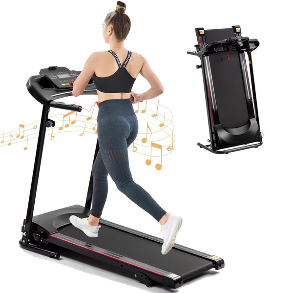 2.5HP Folding Treadmill with Incline, Electric Folding Treadmill for Walking Treadmill Machine 5 in LCD Screen 250 LB Capacity MP3 G7486