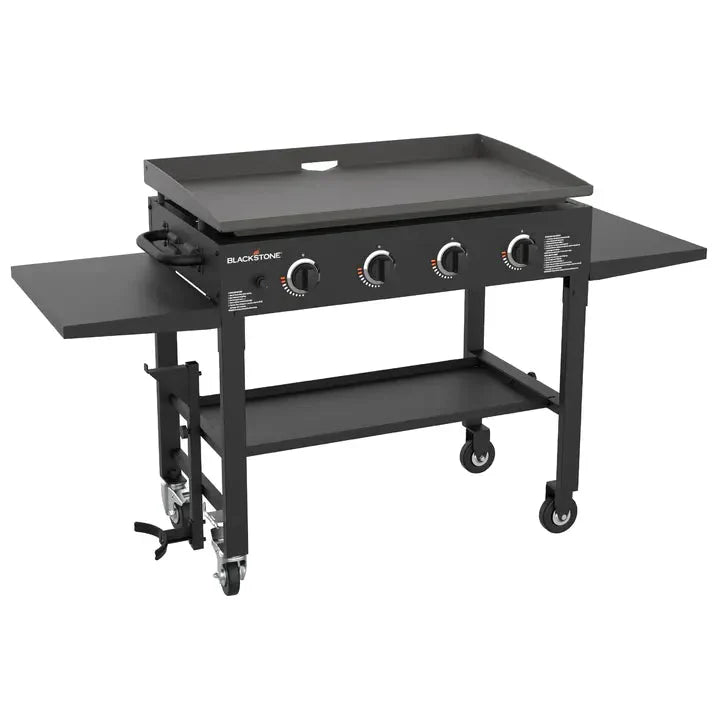 36 Inch Gas Griddle Cooking Station 4 Burner Flat Top Gas Grill Propane Fuelled Restaurant Grade Professional 36” Outdoor Griddle Station with Side Shelf (1554) N8020