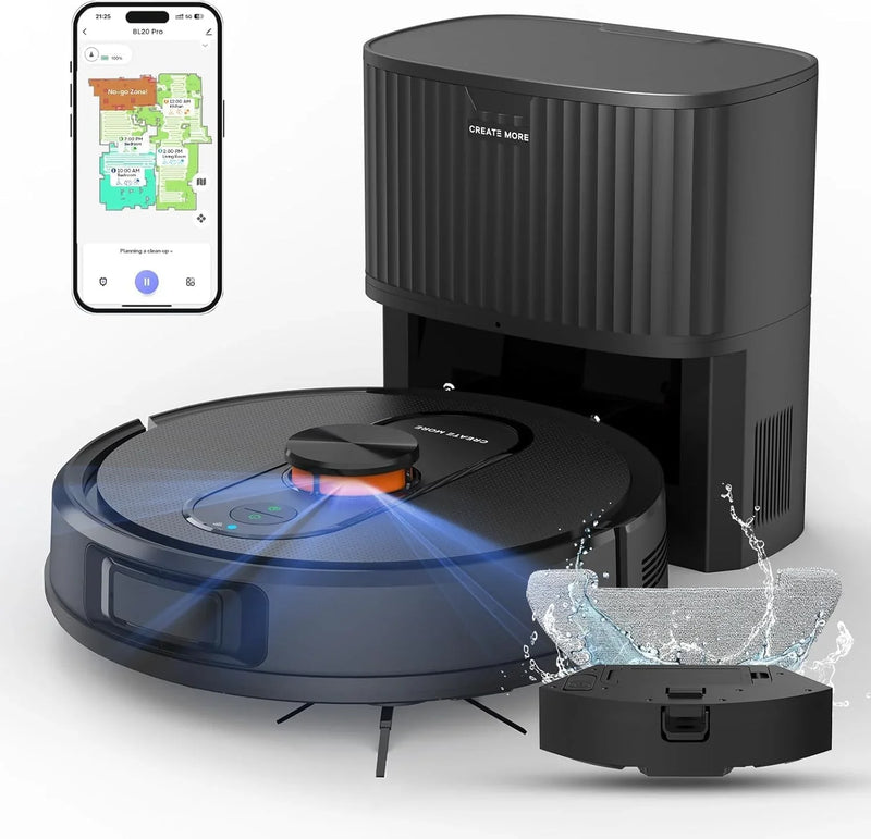Robot Vacuum and Mop with Self-Emptying, 5000Pa Robotic Vacuum with LiDAR Navigation, Mapping, 60-Day Hands-Free Cleaning, No-Go Zones,Wi-Fi/App/Alexa Control, Ideal for Pet, Hard Floors, Carpet A5654
