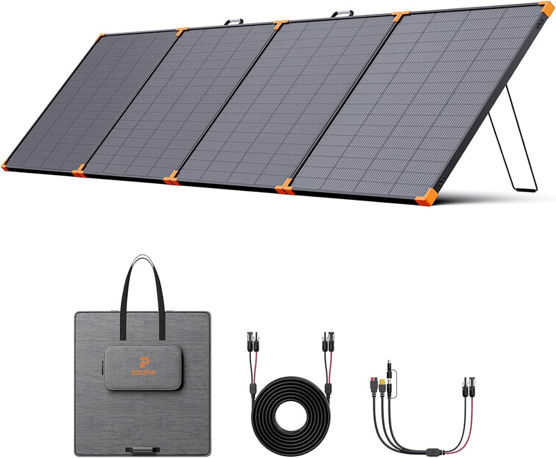 350-watt portable solar panel, suitable for power stations, hurricane emergency supplies, 43-volt foldable solar charger (25% efficient, IP68 waterproof rating, 4 reinforced stands, suitable for camping and RV travel) I1537
