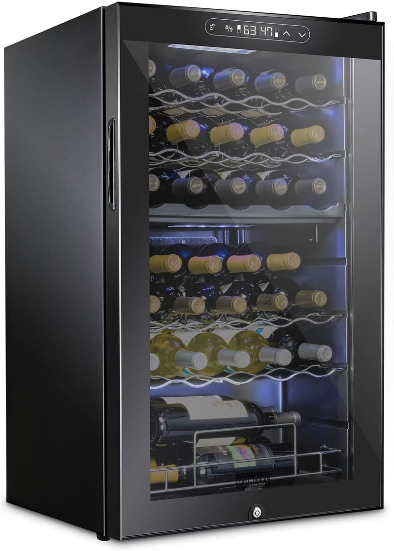 Schmecke Wine Fridge, Dual Freestanding Wine Refrigerator, 33 Bottle Wine Cooler Z1844