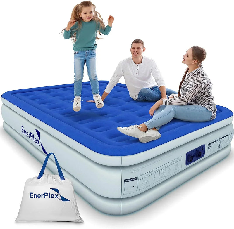 EnerPlex Queen Air Mattress with Built-in Pump - 16 Inch Double Height Inflatable Mattress for Camping B1574