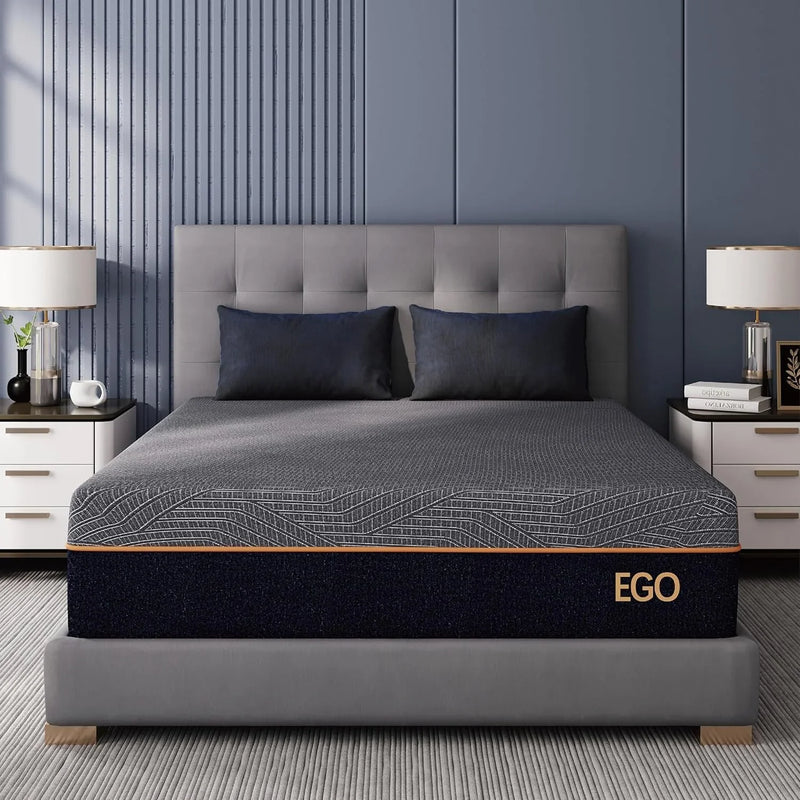 S14 Inch King Size Memory Foam Mattress for Back Pain, Cooling Gel Mattress Bed in a Box, Made in USA, CertiPUR-US Certified, Therapeutic Medium Mattress, 76x80x14 Black R3420