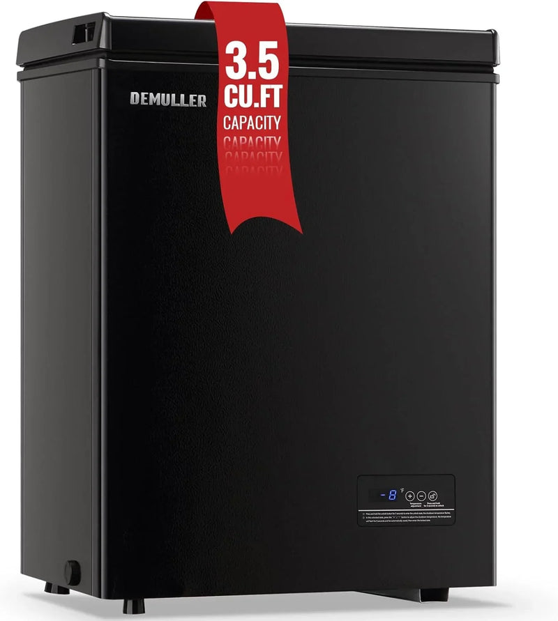 Chest Freezer 5.0Cubic Feet Deep Freezer Freestanding Freezers with 2 Removable Stainless Steel Basket, Mini Freezer Top Open Door Compact Freezer with Electronic Control 41℉ to -15℉BLACK Z1700
