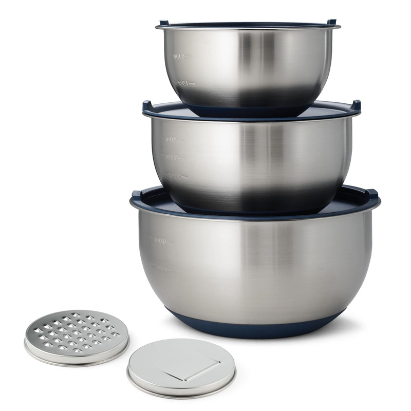 8-Piece Stainless Steel Mixing Bowl and Grater Set with Lids T1024
