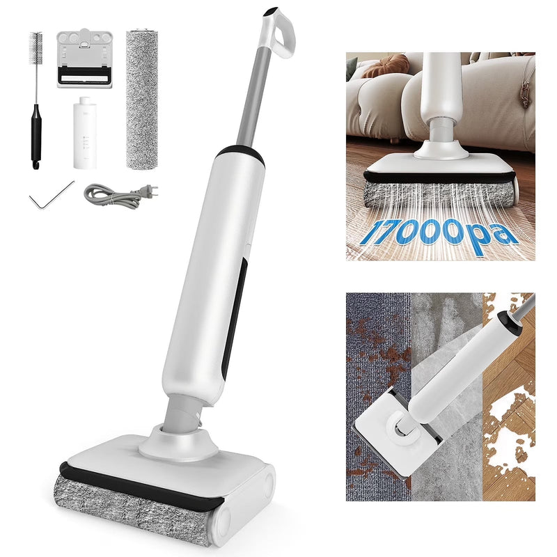 HABIUBIU Vacuum Mop All in One, Wet Dry Vacuum Cleaner, Cordless Cleaner Machine for Tile Hardwood Floor, Self Cleaning Electric Mop with 180 Lie-Flat K3103
