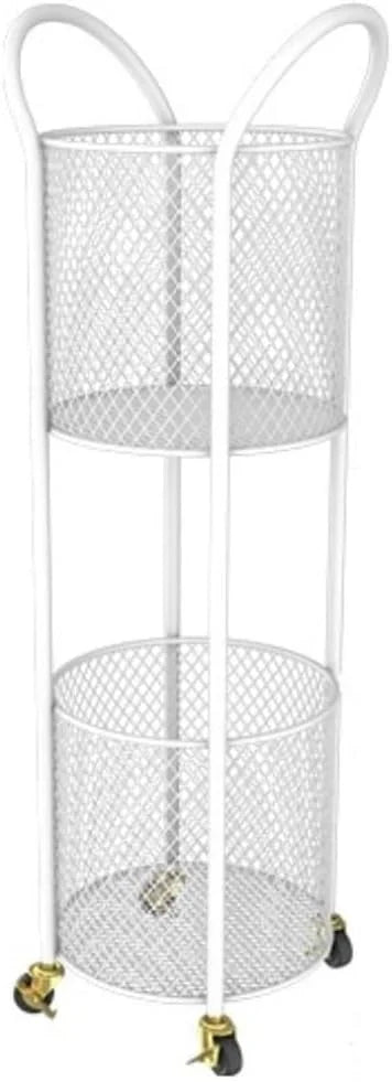 2-Tier Laundry Hamper with Wheels, Iron Basket for Bedroom, Bathroom, Dorm, Large Capacity Clothes Room, Easy to Move & Store B2725
