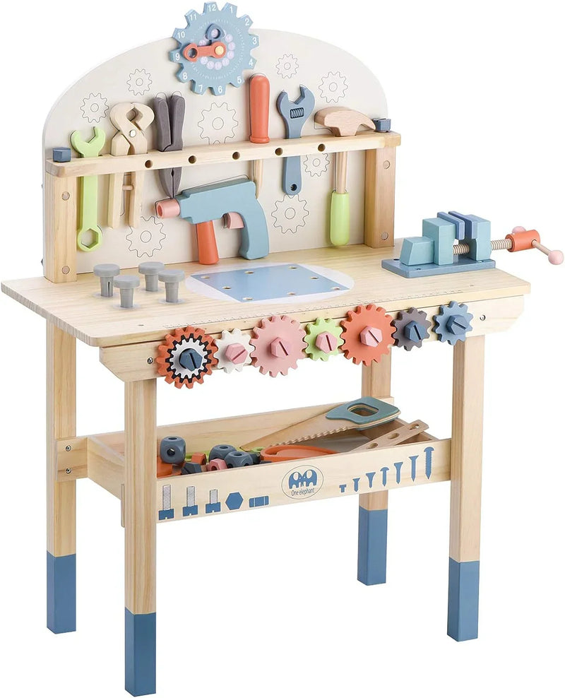 Children's tool table toys game workbench wooden tool table workshop workbench with tool set wooden construction workbench toys O7616