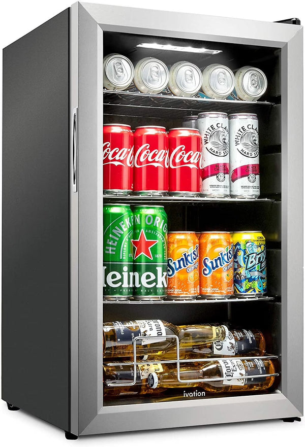 Ivation 101-Bottle Wine Cellar, Freestanding Mini Fridge - Stainless Steel N2997