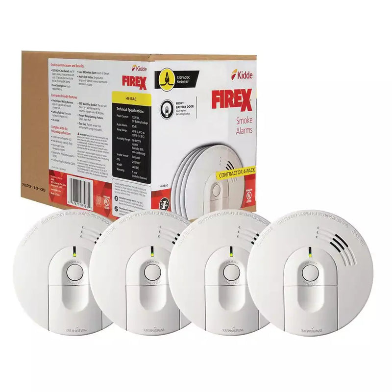 i4618 4-Pack Hardwired Smoke Alarm with Ionization Sensor, 120V AC, 9V Battery Backup V4891