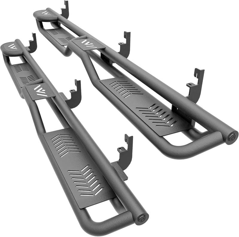 Three Raised Steps Running Boards Side Steps Compatible for 2015-2025 Colorado & GMC Canyon Crew Cab (4 Full Size Doors), Two Stairs Design Bolt-on Side Rails Step Bar U6996