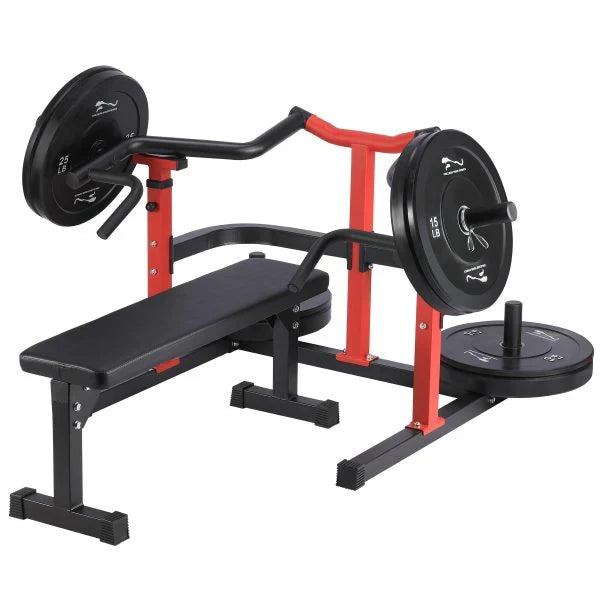 Chest Press Machine, 1050LBS Capacity, Independent Converging Arms, Weight Bench Press with Adjustable Flat Bench for Upper Body Workouts, Red W8704