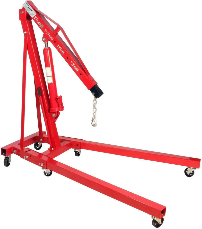 Dragway Tools 2 Ton Folding Hydraulic Engine Hoist Cherry Picker Shop Crane Hoist Lift with 6 Fully Rotating Caster Wheels Q4875