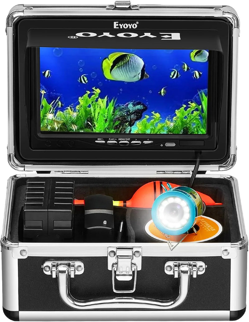 Underwater fishing photography and videography camera, underwater fish detector, fishing photography and videography camera on land/water/river/ice surface, 1000TVL resolution, 7-inch display screen, built-in 12 white lights, 15-meter long cable P9304