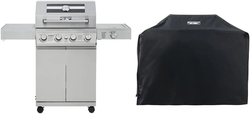 Larger 4-Burner Propane Gas Grills bbq Stainless Steel Heavy-Duty Cabinet Style with Knob Controls Side Burner Mesa 400m M4731