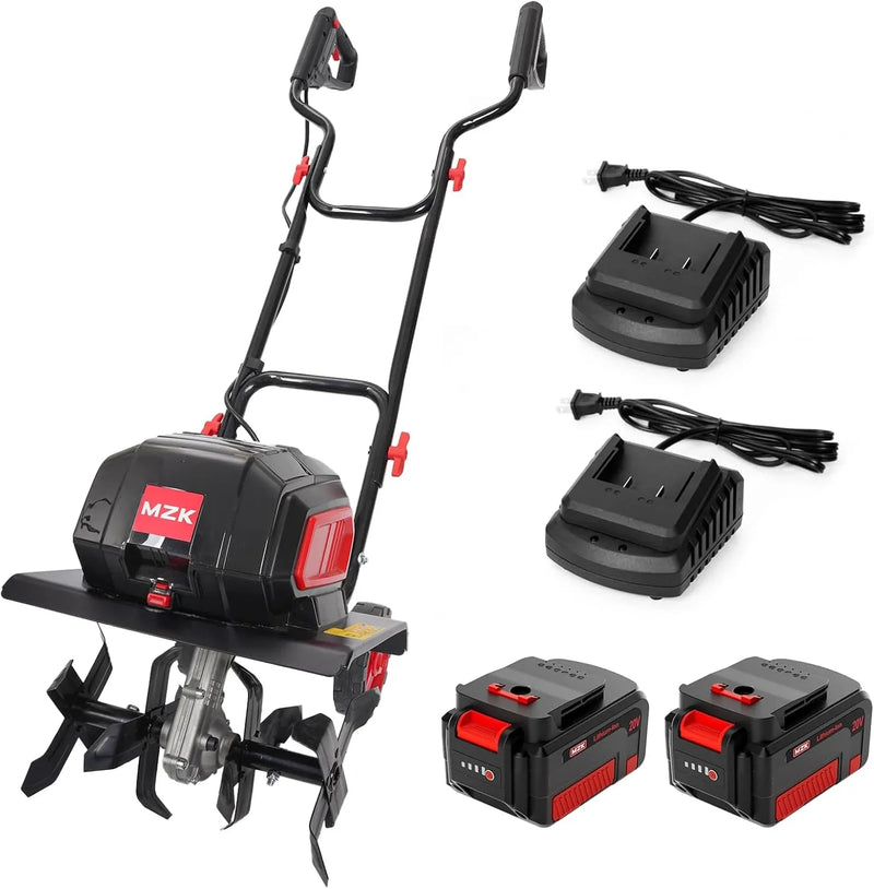 40V 12-inch Cordless Garden Tiller, Battery Powered Garden Cultivator, 2 * 4.0Ah Battery and Fast Charger Included J6753