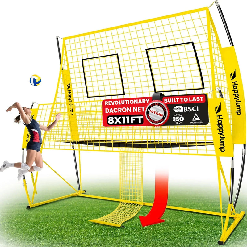 Adjustable volleyball training net equipment system (8x11 feet), suitable for adult outdoor or indoor volleyball practice, equipped with volleyball. S6346