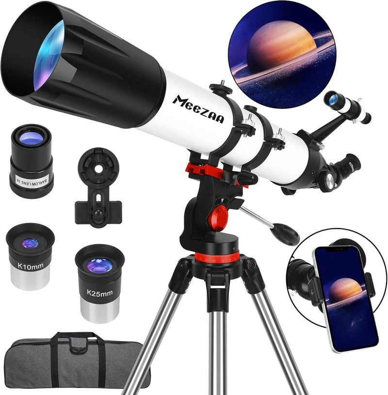 Telescope, Telescope for Adults High Powered Professional, 90mm Aperture 800mm Refractor Telescopes for Astronomy Beginners Fully Multi-Coated with AZ Mount Tripod & Phone Adapter & Carry Bag Q9862